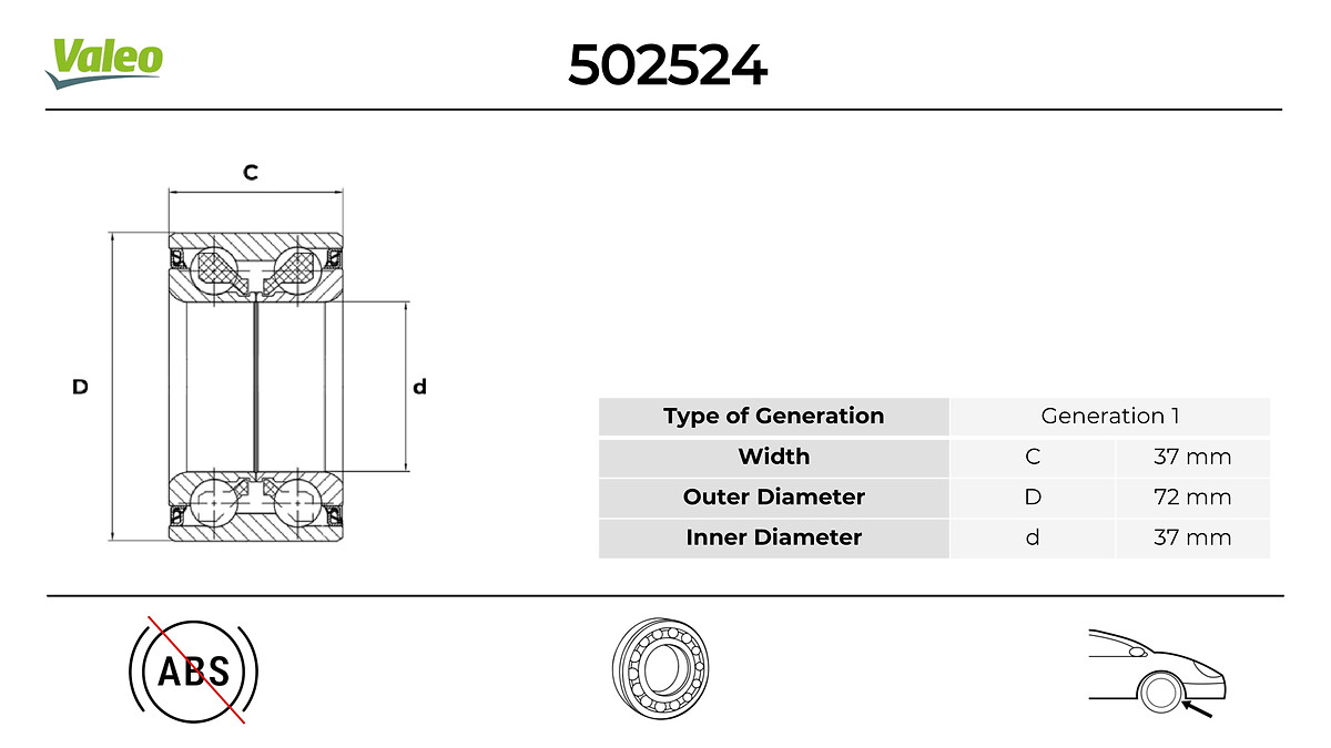 VALEO 502524 Hjullagerssats