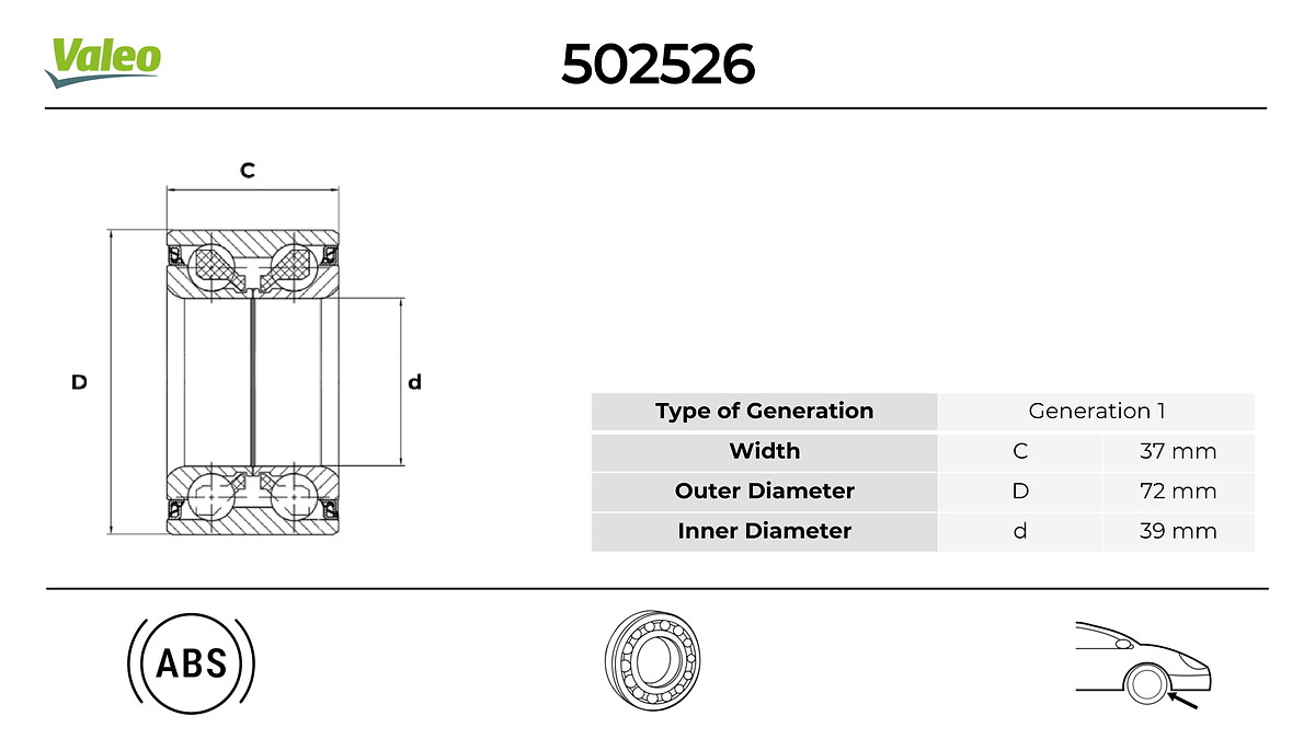 VALEO 502526 Hjullagerssats