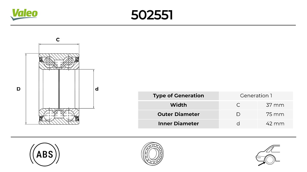 VALEO 502551 Hjullagerssats