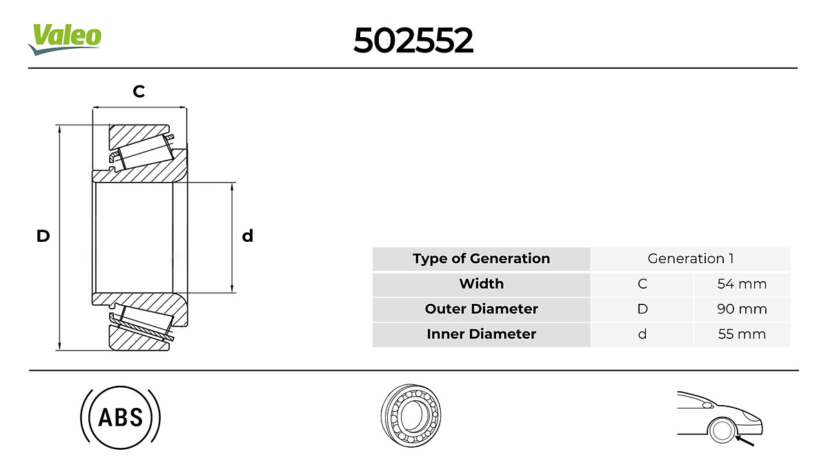 VALEO 502552 Hjullagerssats