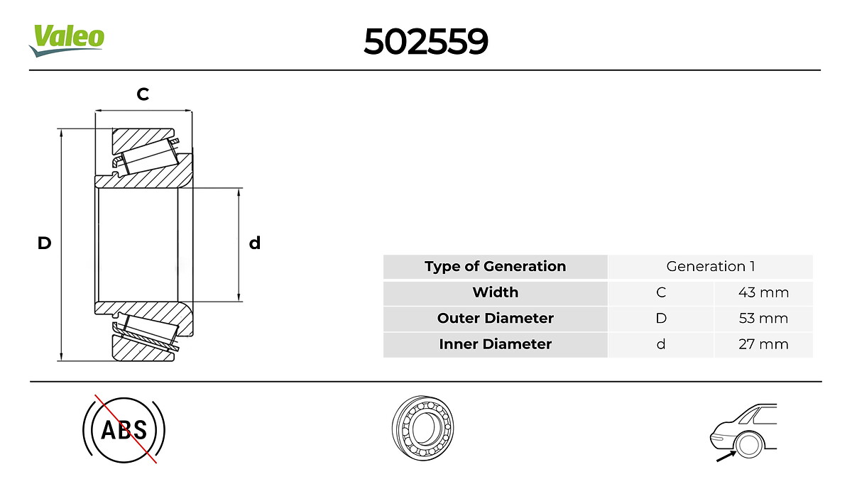 VALEO 502559 Hjullagerssats