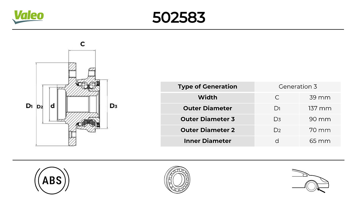 VALEO 502583 Hjullagerssats