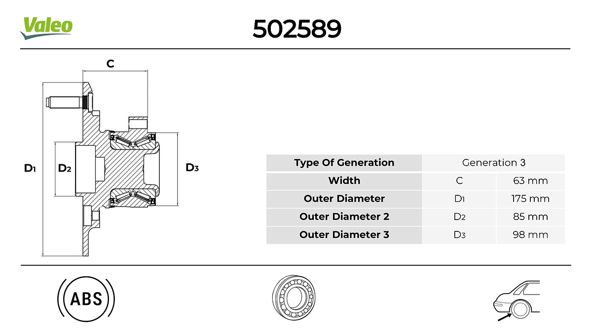 VALEO 502589 Hjullagerssats
