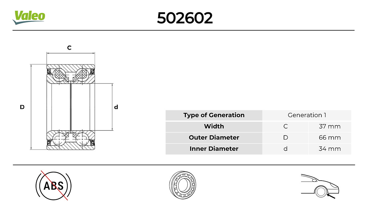 VALEO 502602 Hjullagerssats