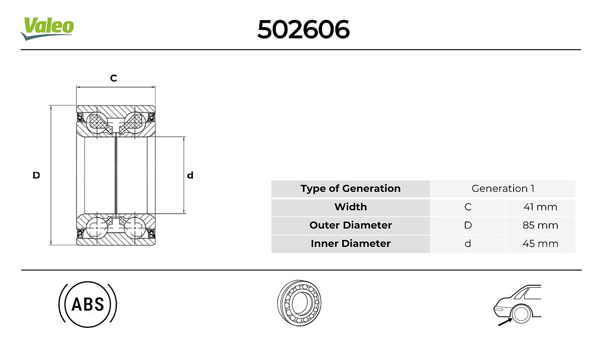 VALEO 502606 Hjullagerssats