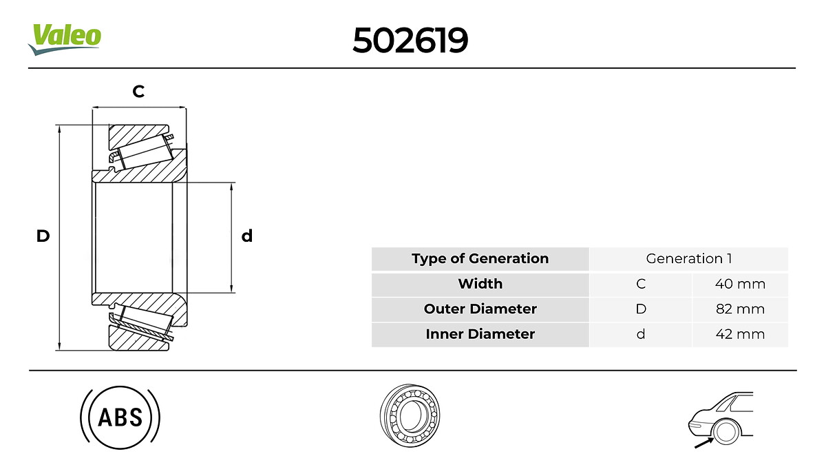 VALEO 502619 Hjullagerssats