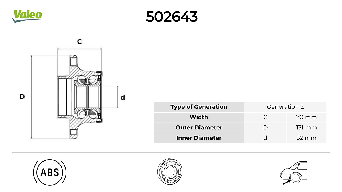 VALEO 502643 Hjullagerssats