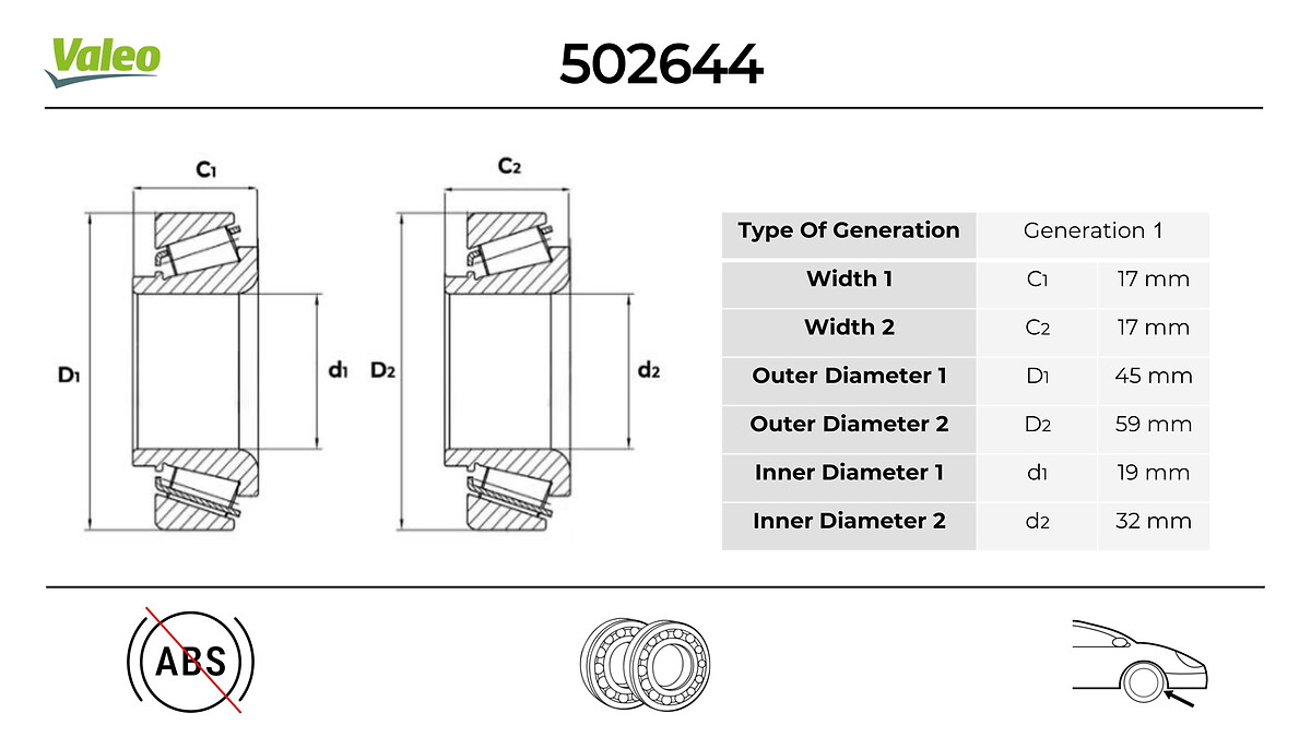 VALEO 502644 Hjullagerssats