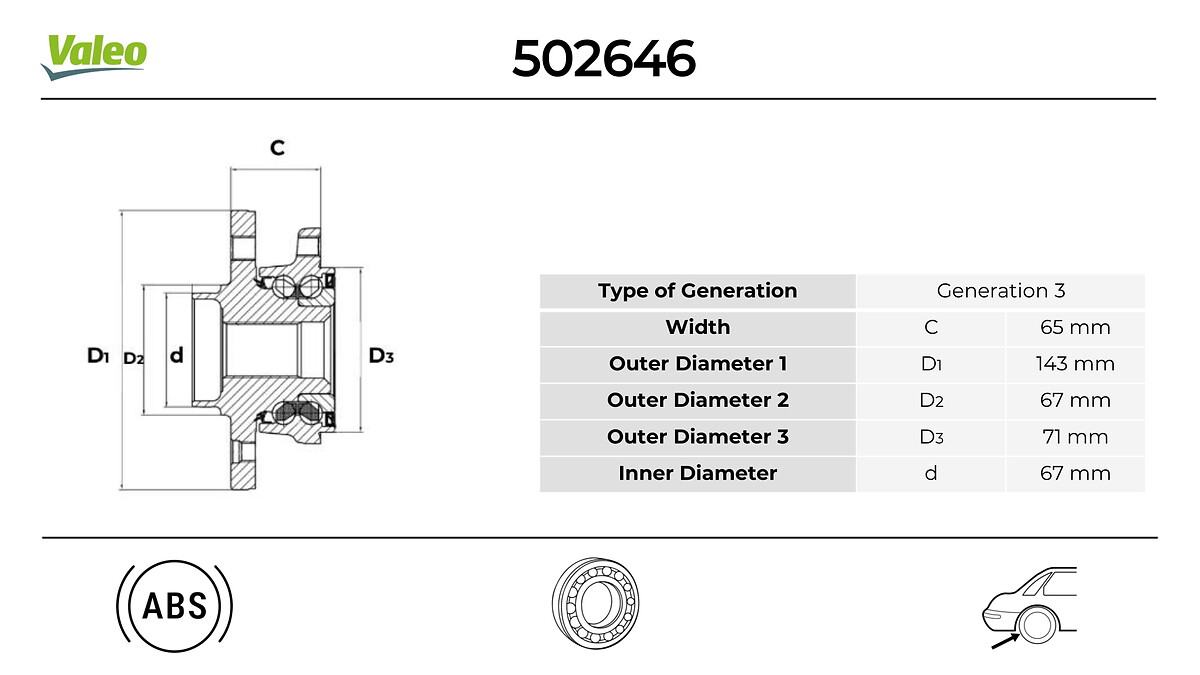 VALEO 502646 Hjullagerssats