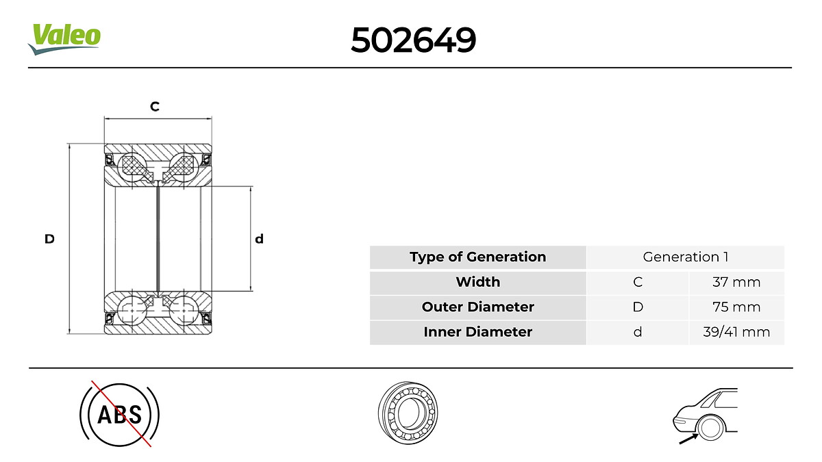 VALEO 502649 Hjullagerssats