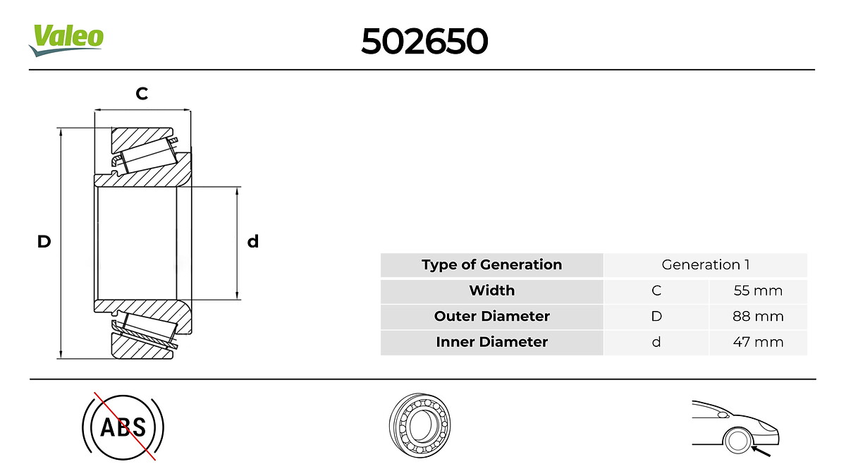 VALEO 502650 Hjullagerssats