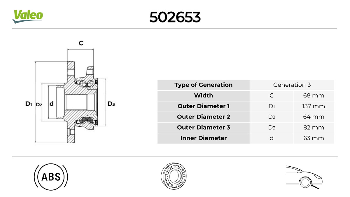 VALEO 502653 Hjullagerssats