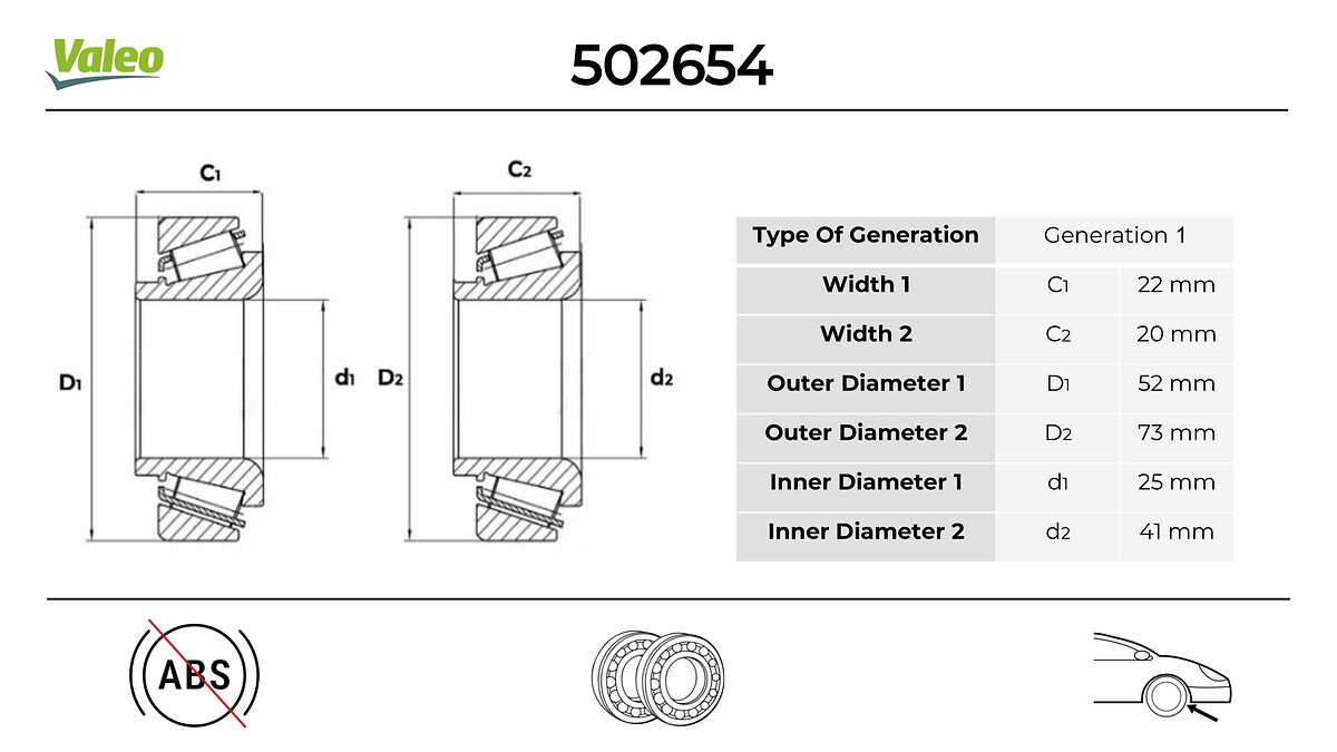 VALEO 502654 Hjullagerssats