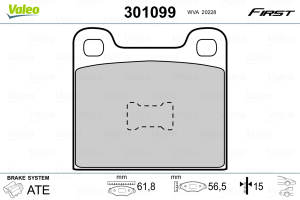 VALEO 301099 Kit pastiglie freno, Freno a disco