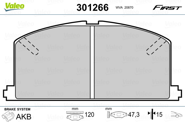 VALEO 301266 Kit pastiglie freno, Freno a disco