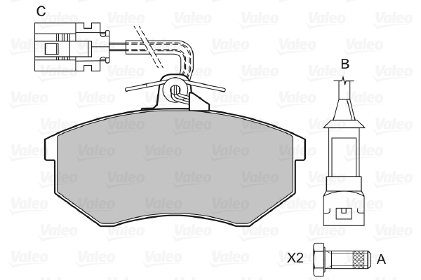 VALEO 598004 Kit pastiglie freno, Freno a disco