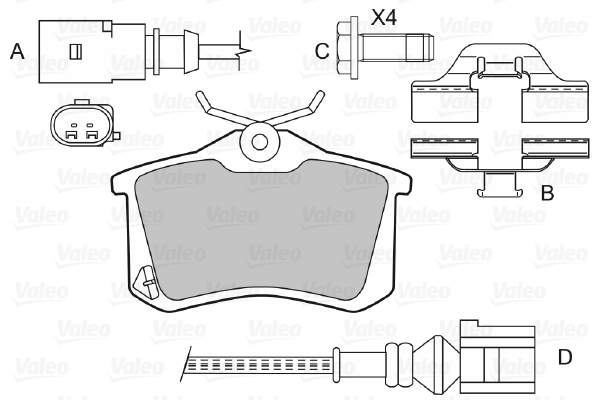 VALEO 598474 Kit pastiglie freno, Freno a disco