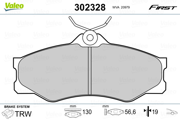 VALEO 302328 Kit pastiglie freno, Freno a disco