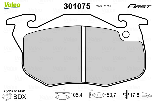 VALEO 301075 Kit pastiglie freno, Freno a disco