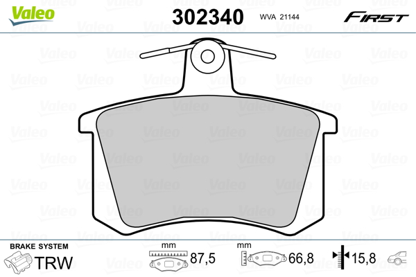 VALEO 302340 Kit pastiglie freno, Freno a disco