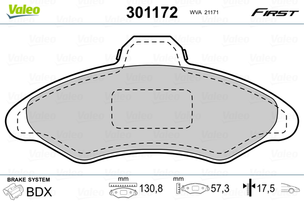 VALEO 301172 Kit pastiglie freno, Freno a disco