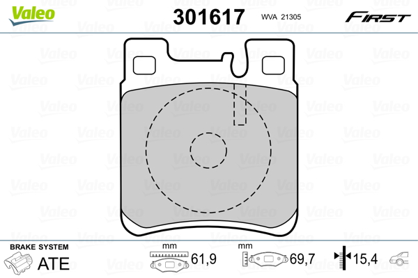 VALEO 301617 Kit pastiglie freno, Freno a disco