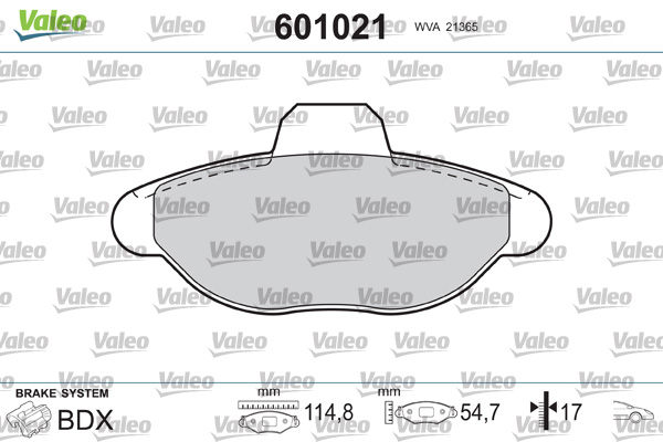 VALEO 601021 Kit pastiglie freno, Freno a disco