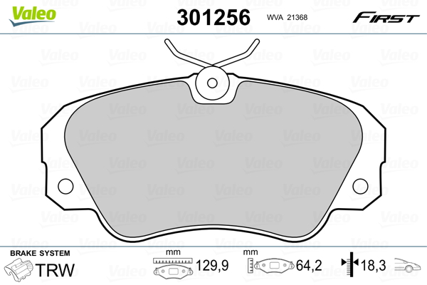 VALEO 301256 Kit pastiglie freno, Freno a disco