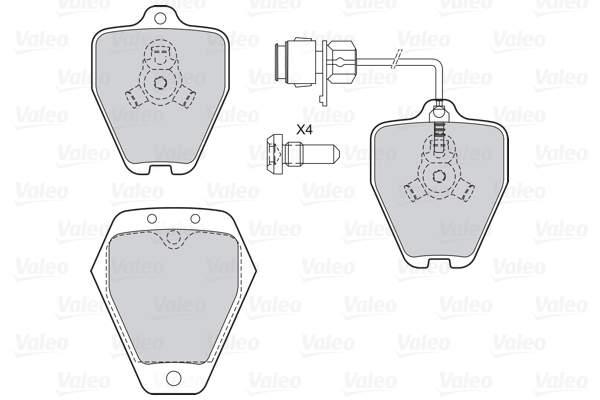 VALEO 601570 Kit pastiglie freno, Freno a disco