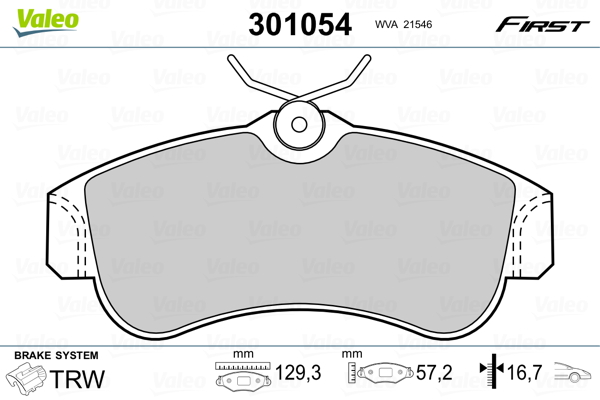 VALEO 301054 Kit pastiglie freno, Freno a disco