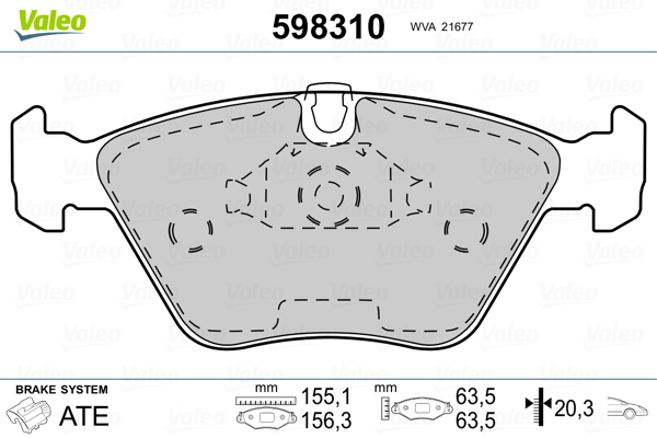 VALEO 598310 Kit pastiglie freno, Freno a disco