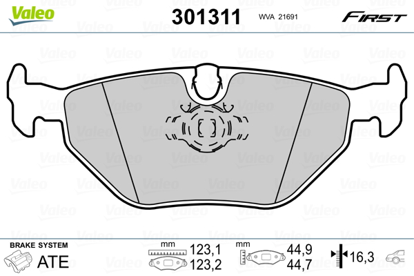 VALEO 301311 Kit pastiglie freno, Freno a disco