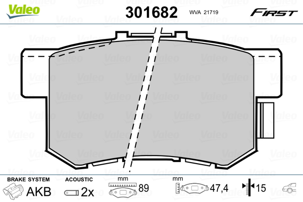 VALEO 301682 Kit pastiglie freno, Freno a disco