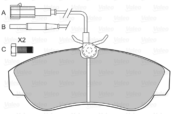 VALEO 598430 Kit pastiglie freno, Freno a disco