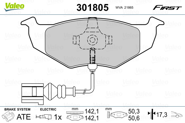 VALEO 301805 Kit pastiglie freno, Freno a disco