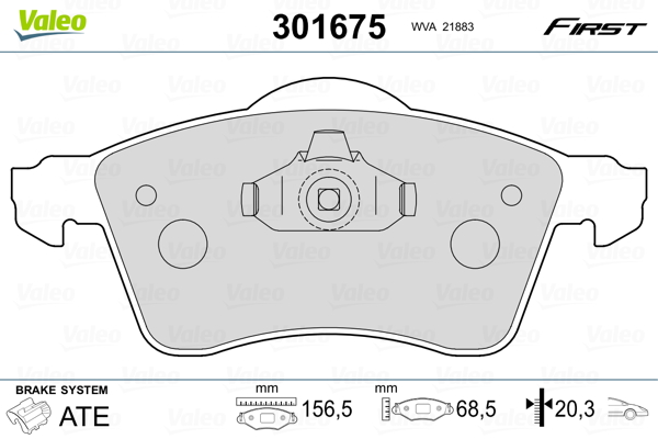 VALEO 301675 Kit pastiglie freno, Freno a disco