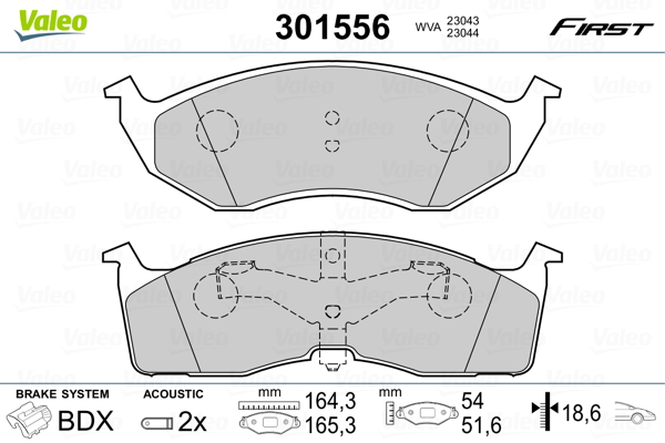 VALEO 301556 Kit pastiglie freno, Freno a disco