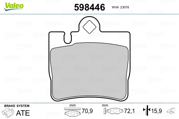 VALEO 598446 Kit pastiglie freno, Freno a disco