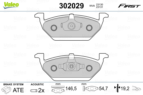 VALEO 302029 Kit pastiglie freno, Freno a disco