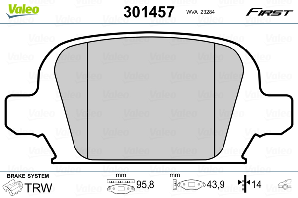 VALEO 301457 Kit pastiglie freno, Freno a disco