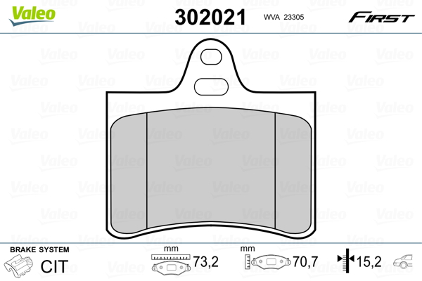 VALEO 302021 Kit pastiglie freno, Freno a disco