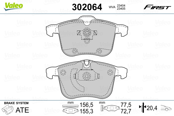 VALEO 302064 Kit pastiglie freno, Freno a disco