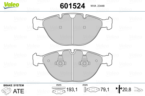 VALEO 601524 Kit pastiglie freno, Freno a disco