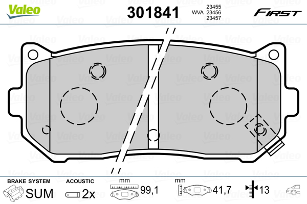 VALEO 301841 Kit pastiglie freno, Freno a disco