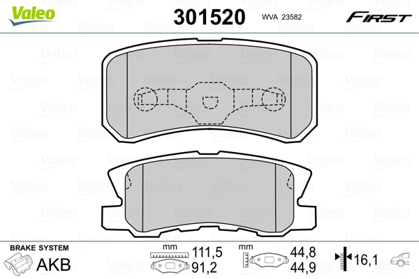 VALEO 301520 Kit pastiglie freno, Freno a disco