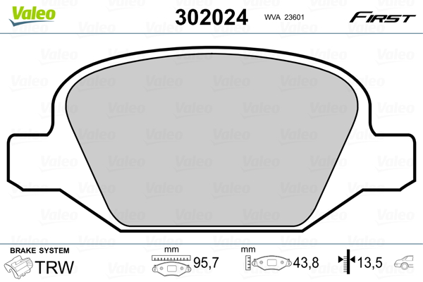 VALEO 302024 Kit pastiglie freno, Freno a disco