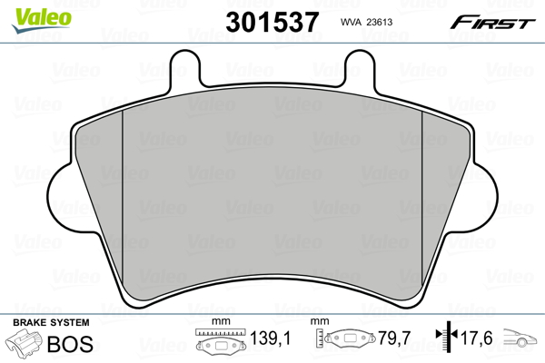 VALEO 301537 Kit pastiglie freno, Freno a disco