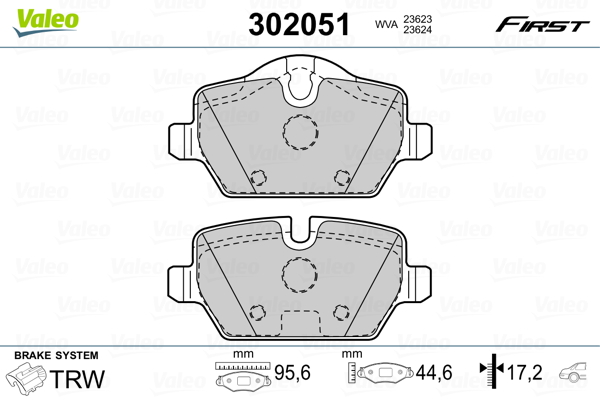 VALEO 302051 Kit pastiglie freno, Freno a disco