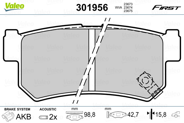 VALEO 301956 Kit pastiglie freno, Freno a disco