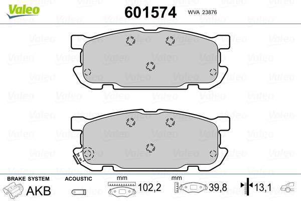 VALEO 601574 Kit pastiglie freno, Freno a disco